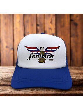 Fenwick Fishing Rods USA Mens Trucker Hat Blue Snapback Bald Eagle Bait & Tackle